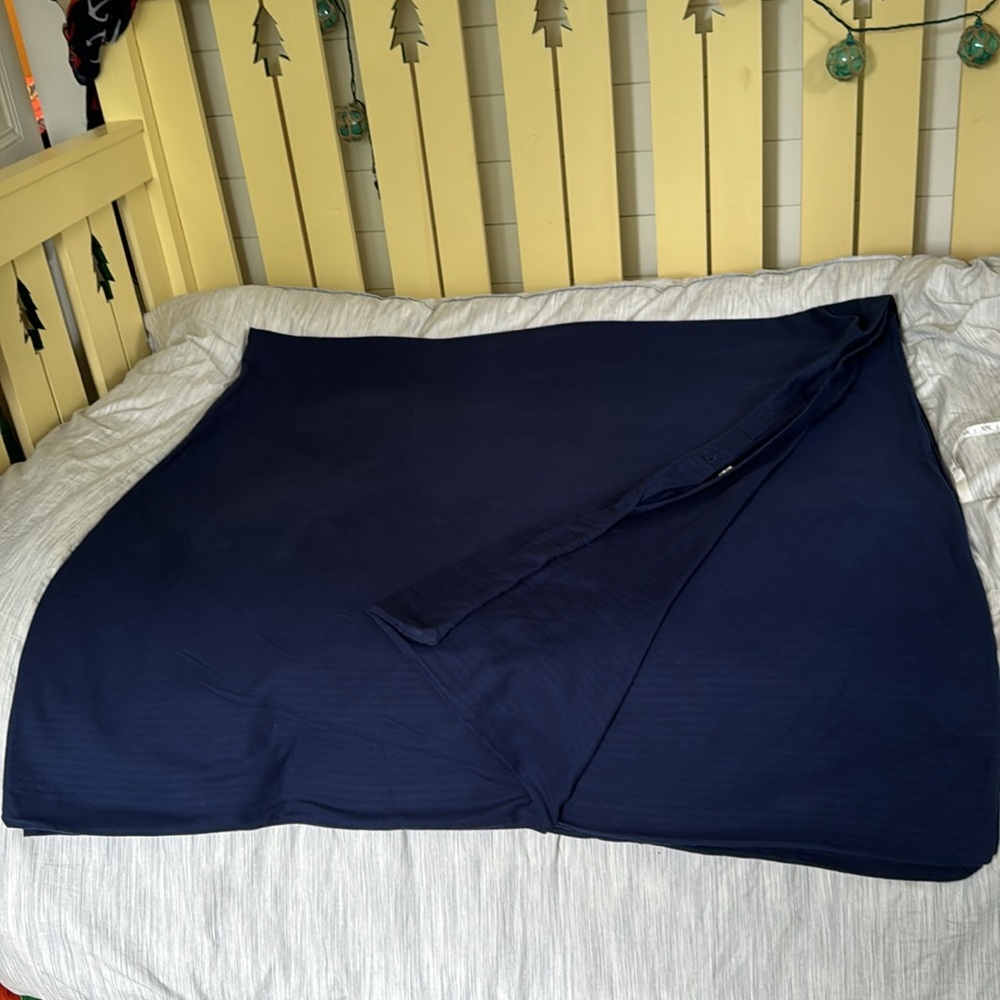 Duvet Cover & Shams 84”x84” (Full double) Cotton Navy w/ faint Pinstrip…
